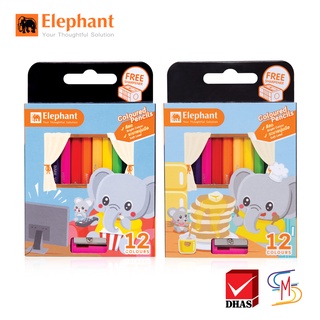 Elephant ตราช้าง สีไม้ ดินสอสี แท่งสั้น 12 สี (คละลาย)
