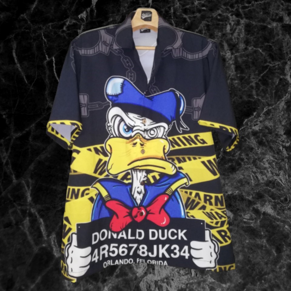 เสื้อฮาวาย-ต่อลาย-จับลาย-เสื้อวินเทจ-hawaiiลายเป็ด-donald-duck