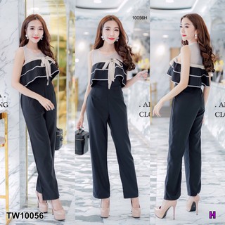 AK 10056 Jumpsuit เย็บผ้าเงาเป็นโบว์