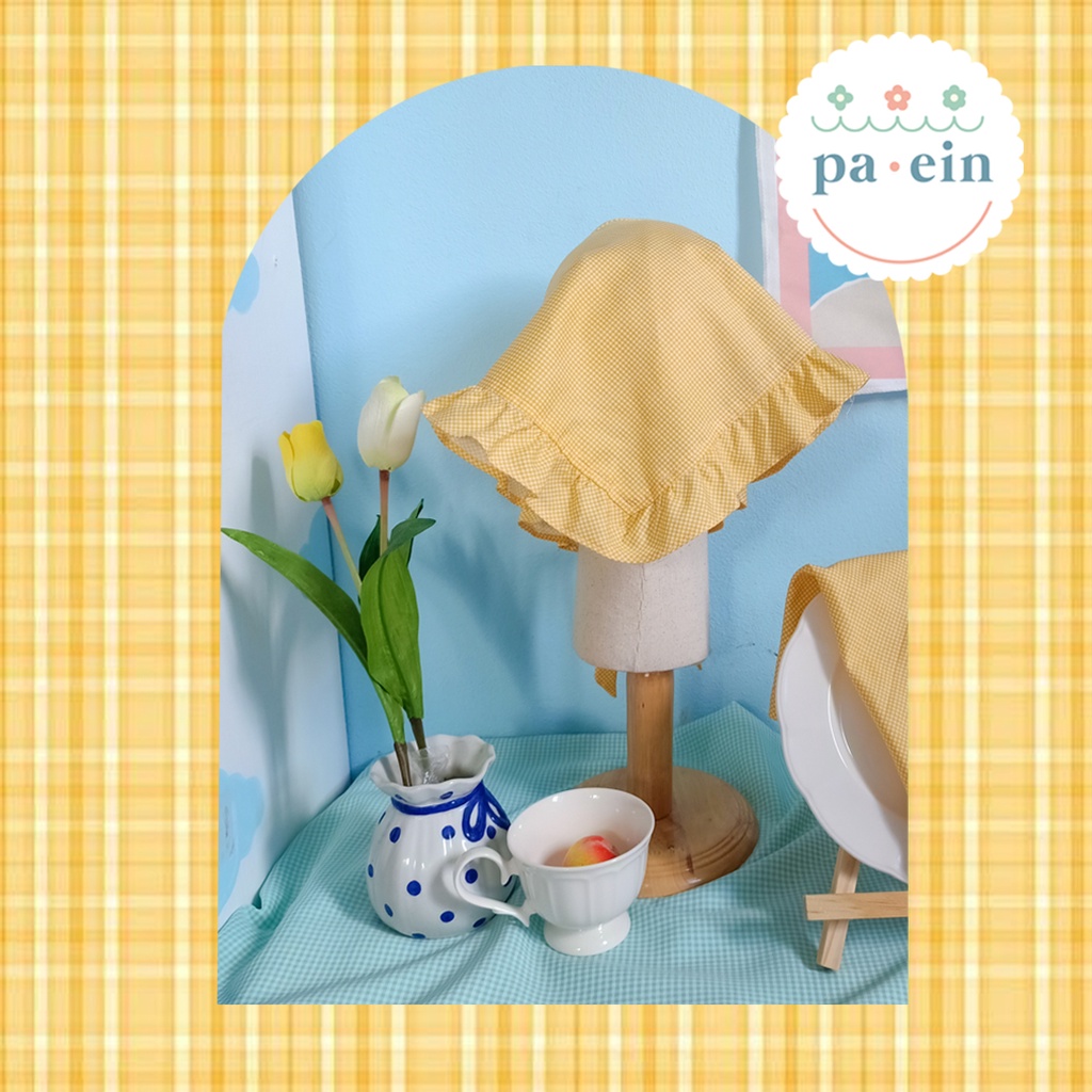 panpan-paein-ผ้าโพกผมแบบมีระบาย-ลายสก้อตสีเหลืองมัสตาร์ด-ผ้า-cotton-100