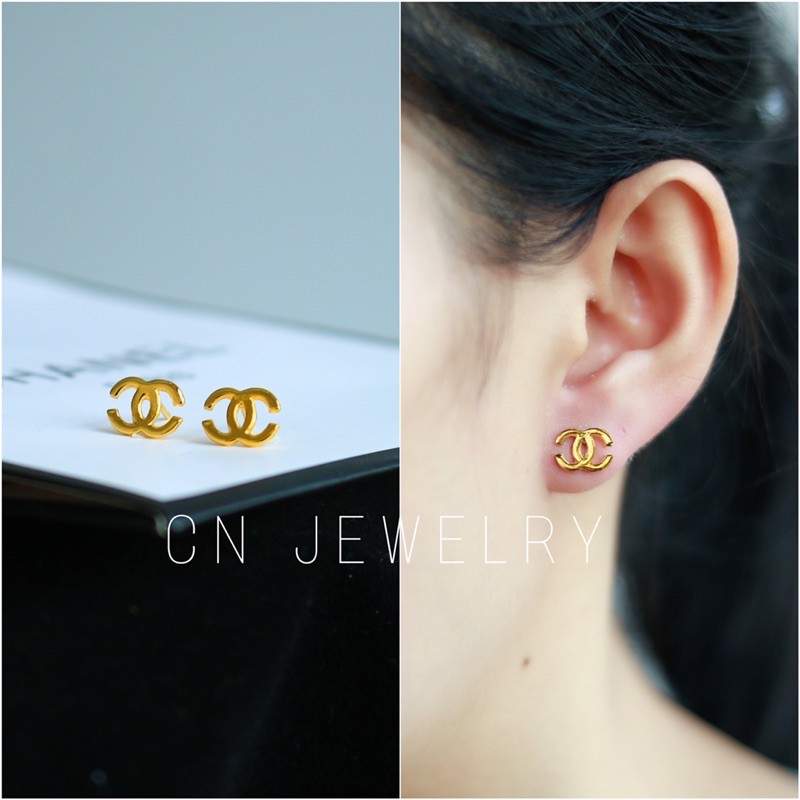 ต่างหูcn-รุ่นเงาทอง-รุ่นb78-1คู่-cn-jewelry-ตุ้มหู-ต่างหูแฟชั่น-ต่างหูแบรนด์เนม-ต่างหูทอง