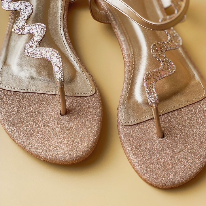 lonlon-pink-gold-รองเท้าแตะรัดส้นสีพิงค์โกลด์