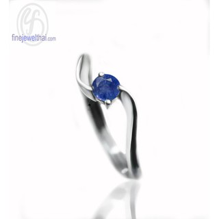 Finejewelthai-แหวนไพลิน-แหวนเงิน-แหวนพลอย-แหวนประจำเดือนเกิด-Blue-Sapphire-Birthstone-Silver925-Ring-R1073bl