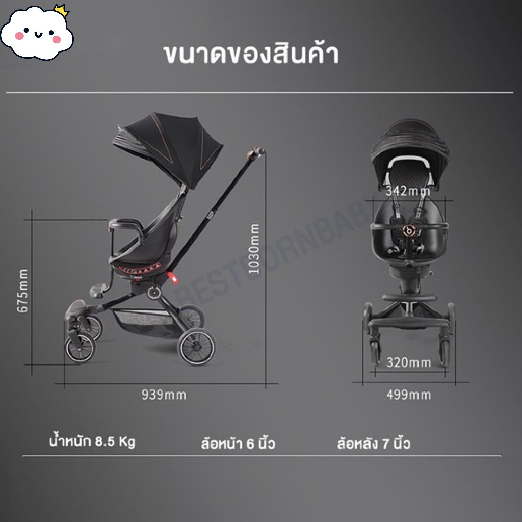 baby-stroller-v8-รถเข็นเด็กรุ่น-v8-หมุนได้-360-ํรถเข็นเด็กแบบพกพา-เบาะหันเข้าหาหรือหันออกจากด้ามจับรถเข็นได้-v5b-v8-v18