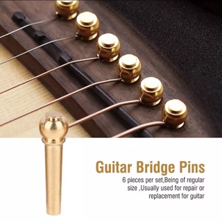 หมุดกีตาร์ทองเหลือง Brass Bridge Pins 6 ชิ้น