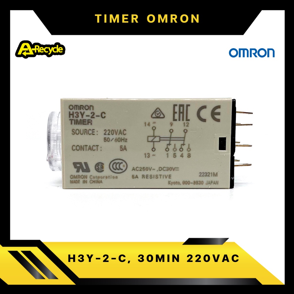 omron-h3y-2-c-30min-220vac-timer-relay-omron-2-contact-8-ขา