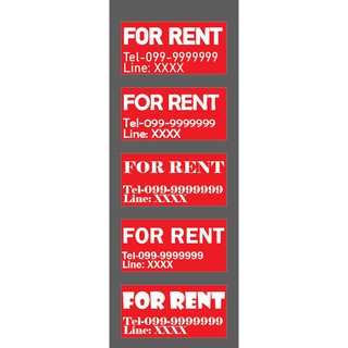 ป้ายไวนิล FOR RENT(ให้เช่า)(เจาะตาไก่ เปลี่ยนข้อความบนป้ายผ่านทักแชท)ขนาด80x40cm. มี 5 แบบ