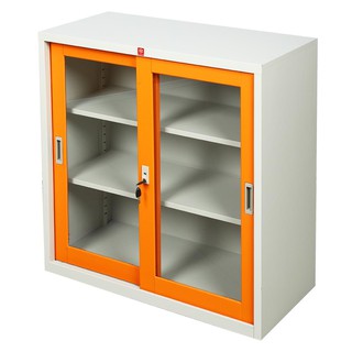 File cabinet CABINET STEEL LUCKY WORLD KSG-90 OR ORANGE Office furniture Home &amp; Furniture ตู้เอกสาร ตู้เหล็กบานเลื่อนกระ