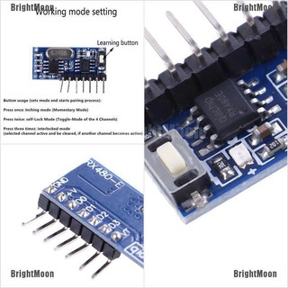 brightmoon 433 mhz โมดูลรับสัญญาณไร้สาย rf 4 ช่องสัญญาณ ev 1527 code