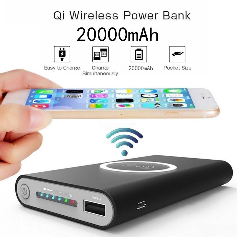 ภาพหน้าปกสินค้าPower Bank แบตเตอรี่สำรองไร้สาย ความจุ 20000 mAh ชาร์จไร้สายและมีสายได้ Qi Wireless แท้ 100% จากร้าน lalaloveu.u บน Shopee