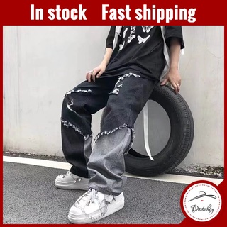 ภาพหน้าปกสินค้าDaDuHey🔥 American High Street Black Loose Straight Jeans Fashion Brand Wide Leg Hip Hop Versatile Pants ซึ่งคุณอาจชอบราคาและรีวิวของสินค้านี้