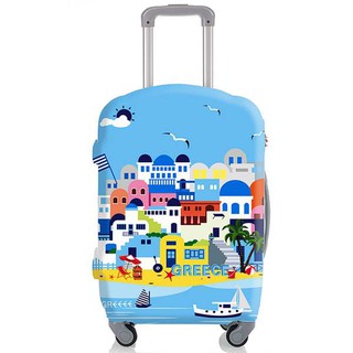 Chu Luggage  ผ้าคลุมกระเป๋าเดินทางลายGREECE  รุ่น053  สีฟ้า