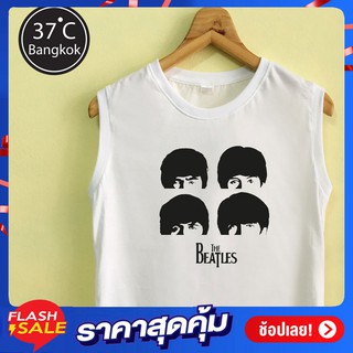 เสื้อแขนกุดพิมพ์ลาย (หน้าThe Beatles) เนื้อผ้านุ่ม ใส่สบาย ระบายความร้อนได้ดี ใส่ได้ทั้งชายและหญิง