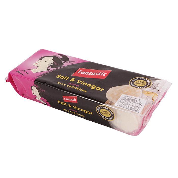 ขนม แฟนแทสติก ไรซ์แครกเกอร์ รสเกลือและน้ำส้มสายชู 100 กรัม Fantastic