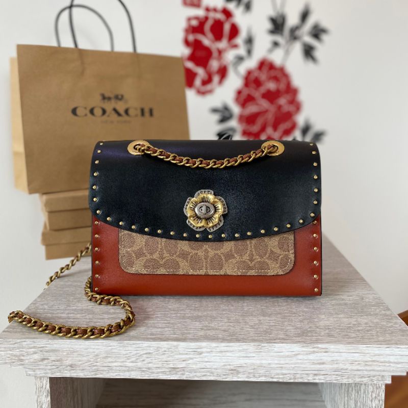 coach-29416-parker-with-rivets-and-snakeskin-แท้-ส่งฟรี