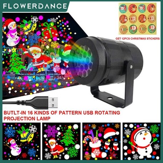 16รูปแบบไฟคริสต์มาสกลางแจ้ง Led Projector Light รูปแบบคงที่ Christmas Laser Light Projector โคมไฟสำหรับ Xmas Holiday Garden Party Snowflake Flowerdance