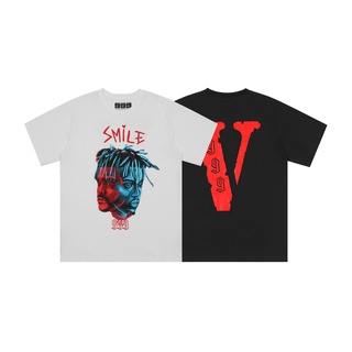 Vlone เสื้อยืดแฟชั่นสําหรับ Unisex ผ้าฝ้ายแขนสั้นพิมพ์ลาย หลวมและสบาย