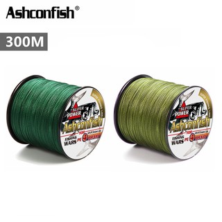 Ashconfish สาย PE ถัก4 เส้น ยาว 300เมตร Dyneema สาย PE X4 สายเบ็ดตกปลา เขียว