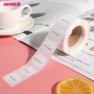 【aorain.th】สติกเกอร์ฉลากกระดาษ สีขาว ทรงกลม ลาย thank you สําหรับติดตกแต่งสมุดภาพ 1 ม้วน 500 ชิ้น ต่อม้วน