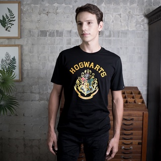 Warner Bros. Harry Potter Hogwarts T-shirt เสื้อยืดผู้ชายแฮร์รี่พอตเตอร์