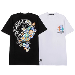 [S-5XL]เสื้อยืดแขนสั้นลําลอง ผ้าฝ้าย พิมพ์ลายหน้ายิ้ม สีรุ้ง แฟชั่นคู่รัก สไตล์คลาสสิก สําหรับผู้ชาย และผู้หญิง