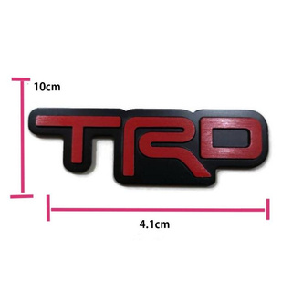 TRD Logo ดำแดง โลโก้อลูมิเนียม พร้อมกาว ขนาด 10 x 4.1cm Toyota Racing