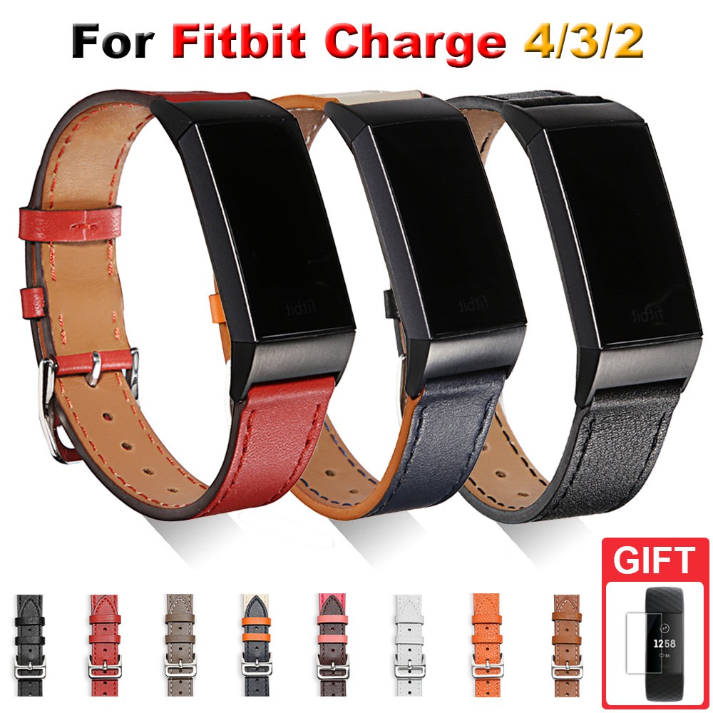 สายนาฬิกาข้อมือสายหนังสําหรับ-fitbit-charge-4-charge-3-charge-2