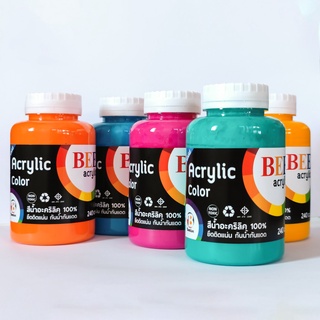 สีอะคริลิค แม่สี BEE 240 มล. กันน้ำ สีด้าน Acrylic Color