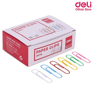 สินค้า Deli 39716 Color Paper Clip ลวดสีเสียบกระดาษ กล่อง 100 ตัว ลวดเสียบกระดาษ คลิปเสียบกระดาษ คลิปหนีบกระดาษ