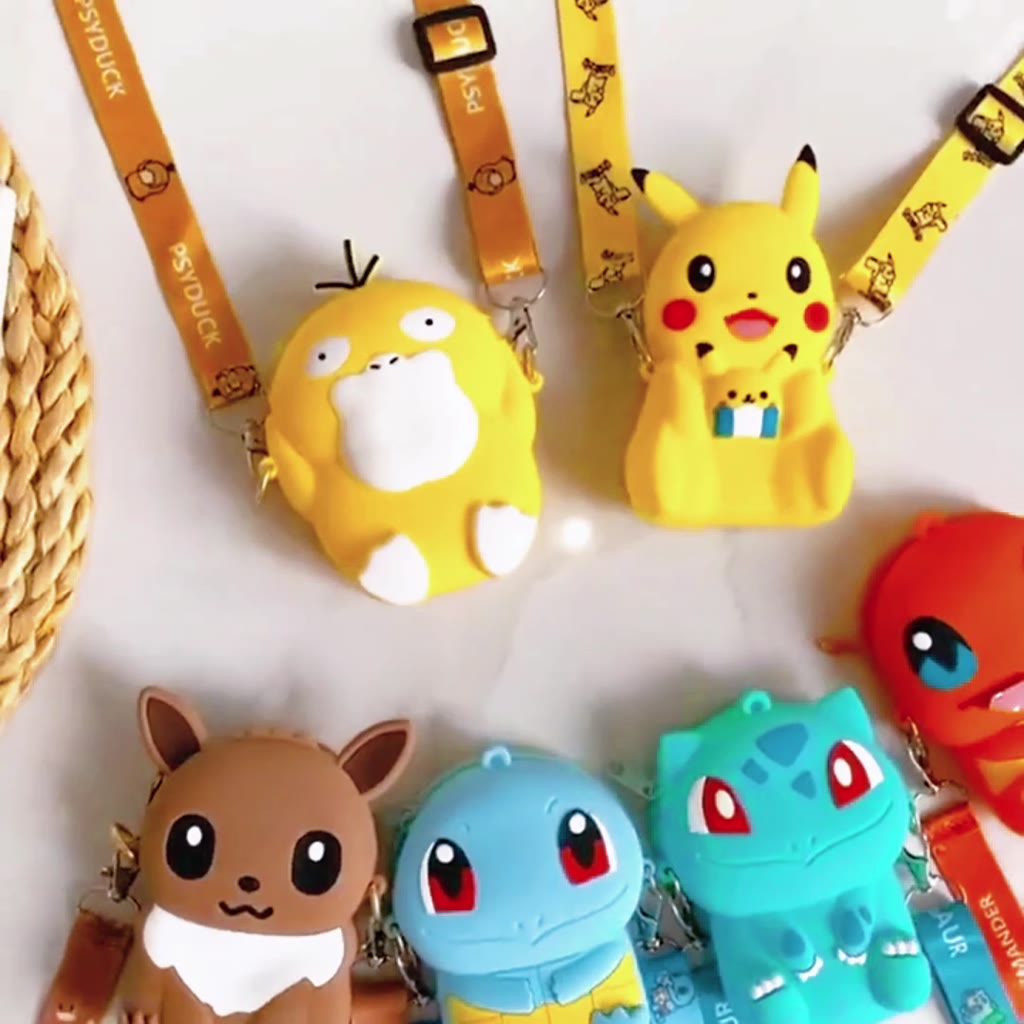 8ชนิด-กระเป๋าโปเกมอน-ปิกาจู-กระเป๋าสะพายซิลิโคนเด็ก-ของขวัญวันเกิด