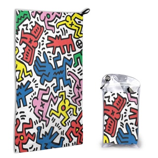 Keith Haring ผ้าขนหนูไฟเบอร์ แบบแห้งเร็ว พิมพ์ลาย ขนาด 40*80 ซม. แฟชั่นสําหรับผู้ชาย และผู้หญิง