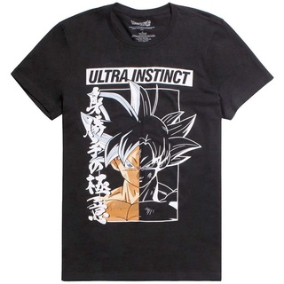 เสื้อคนอ้วน ♕⊙leee การ์ตูน Dragon Ball Super Goku Ultra Instinct Split T-Shirt เสื้อยืดอนิเมะญี่ปุ่น