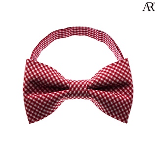 ANGELINO RUFOLO Bow Tie ผ้าไหมทอผสมคอตตอนคุณภาพเยี่ยม โบว์หูกระต่ายผู้ชาย ดีไซน์ Gingham สีแดง/สีดำ/สีฟ้าเข้ม