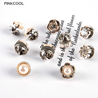 Pinkcool 10 ชิ้น กระดุม เข็มกลัด ชุดแฟชั่น มุก พลอยเทียม หมุด โค้ท เสื้อผ้า อุปกรณ์เสริม