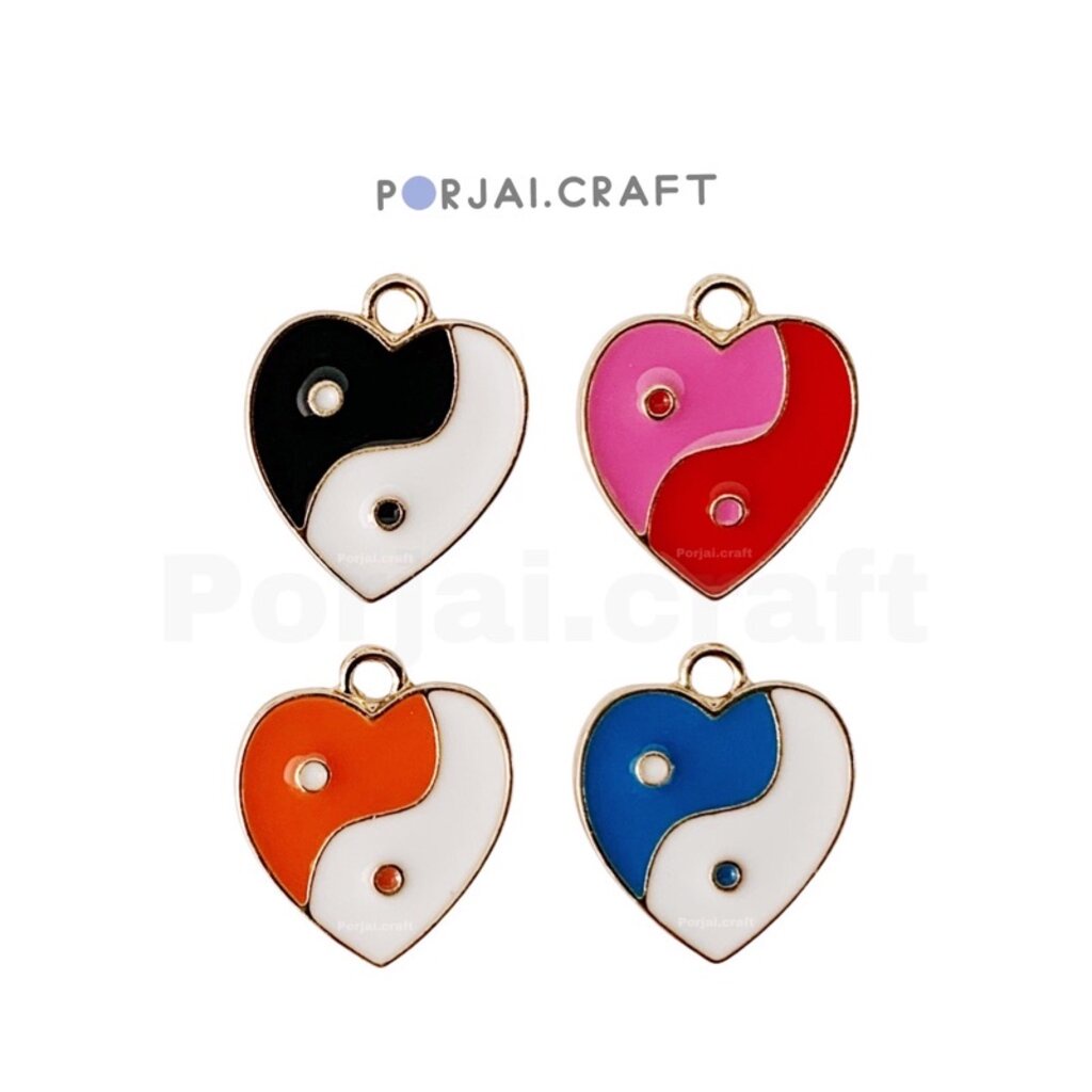 ภาพหน้าปกสินค้าจี้หัวใจหยินหยาง Yin-Yang heart pendants 18mm