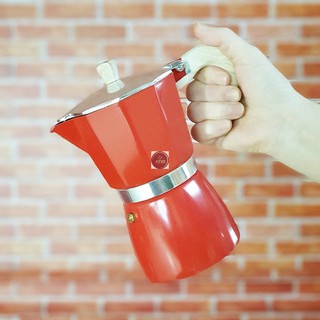 หม้อต้มกาแฟ มอคค่าพอท (MOKA POT) อลูมิเนียม (สีแดง) ขนาด 3 ถ้วย