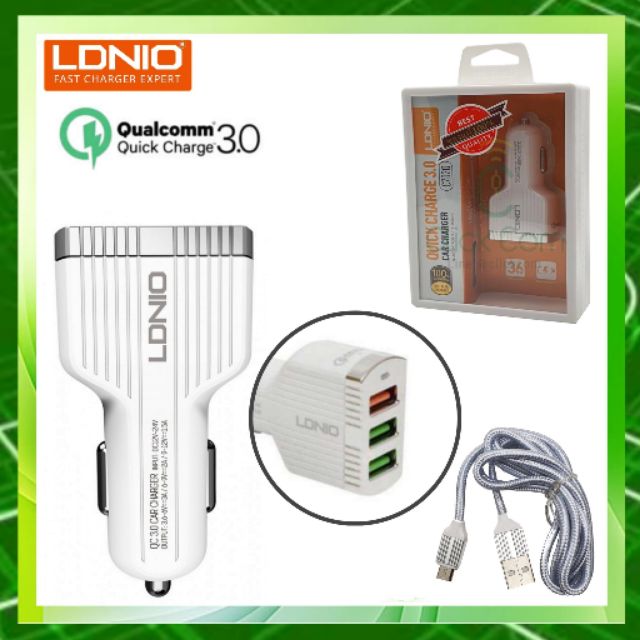 ldnio-c702q-auto-id-smart-car-charger-with-micro-usb-data-cable