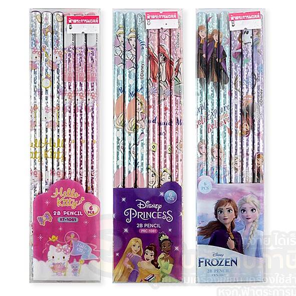 ดินสอไม้-ลายการ์ตูนลิขสิทธิ์-hello-kitty-disney-princess-frozen-ดินสอ-2b-บรรจุ-6แท่ง-แพ็ค-จำนวน-1แพ็ค-พร้อมส่ง