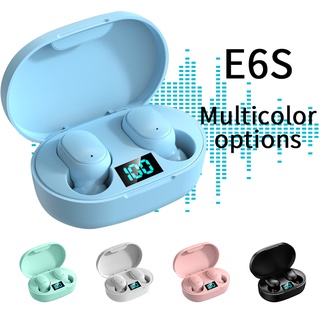 E6s TWS 5.0 ชุดหูฟังบลูทูธไร้สาย หน้าจอ LED 9D กันน้ํา พร้อมกล่องชาร์จ แบบพกพา