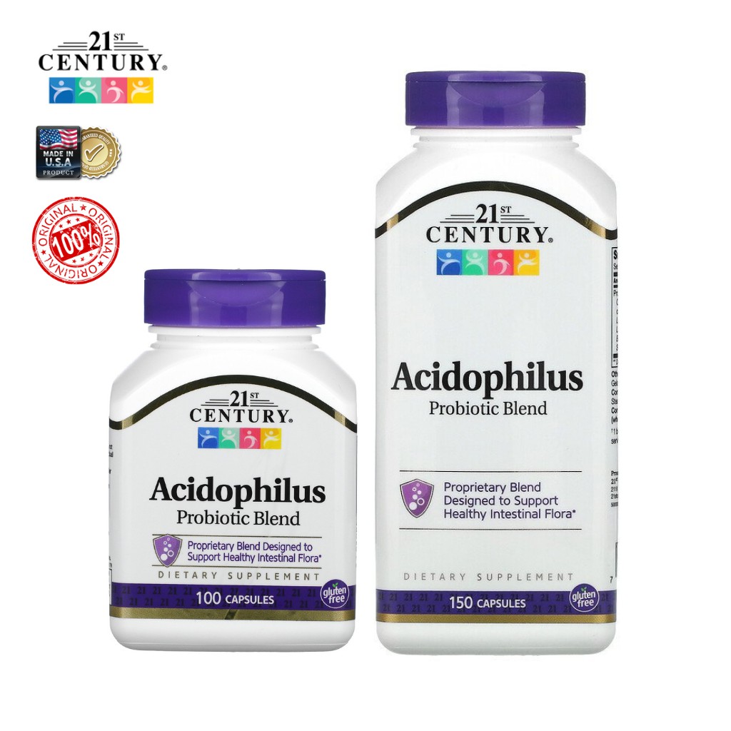 ภาพหน้าปกสินค้า21st Century, Acidophilus Probiotic Blend โพรไบโอติกส์ ช่วยระบบขับถ่าย ระบบย่อยอาหาร (100/150 แคปซูล) จากร้าน authenticofficialstore บน Shopee