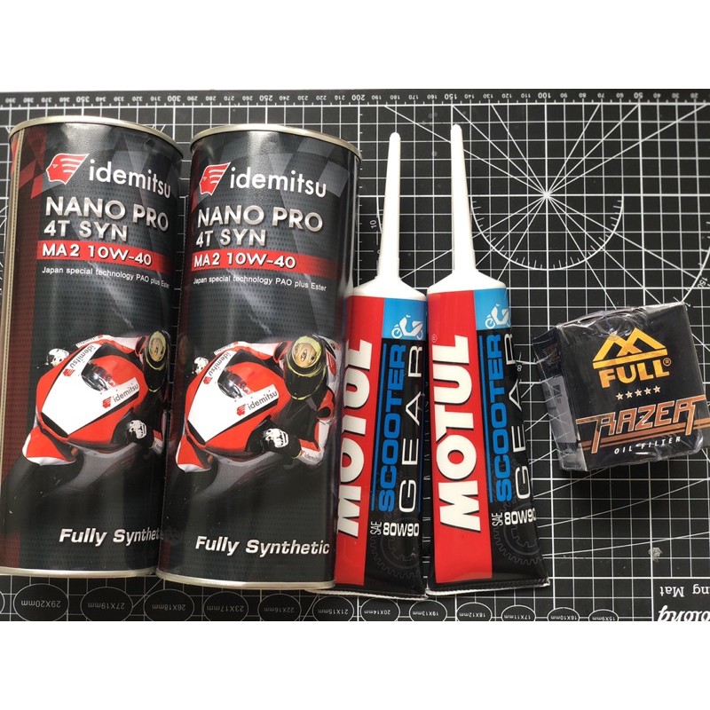 ชุดถ่ายน้ำมันเครื่อง Group4+5 PAO+Ester Vespa idemitsu nano pro full ...