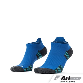 ARI CUSHION RUNNING TAB SOCKS - BLUE/TOP DYED BLACK/TURQUOISE  ถุงเท้า อาริ คูชั่น สีฟ้า