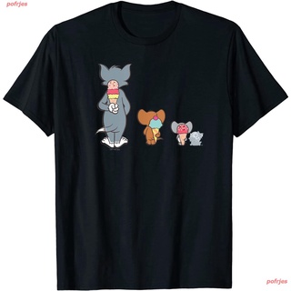 ไตล์เกาหลี เสื้อยืดแฟชั่นเกาหลีสำ Tom And Jerry Ice Cream Secret T-Shirt หรับผู้ชายและผู้หญิง ภาพการ์ตูน ดพิมพ์ล