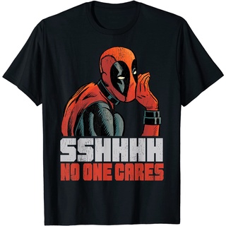 เสื้อยืดผ้าฝ้ายพรีเมี่ยม เสื้อยืด ลาย Marvel Deadpool SSHHHH No One Cares