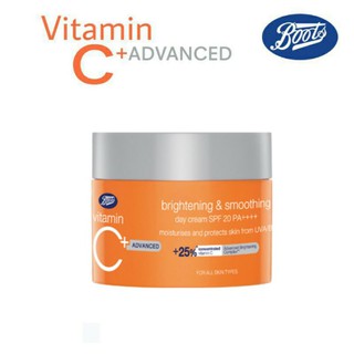 ใหม่ล่าสุด Boots Vitamin C Advance Day Cream วิตามิน ซี แอดวานซ์ ไบร์ทเทนนิ่ง เดย์ ครีม SPF 20 พีเอ++++ 50/18 มล