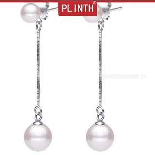 PLINTH 925 ต่างหูเงินต่างหูมุกขอบยาวเรียบง่ายญี่ปุ่นและเกาหลีอารมณ์สองสวมใส่1698