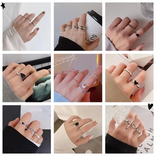 IFYOU ชุดแหวนนิ้วมือ ประดับไข่มุก รูปผีเสื้อ สีเงิน สไตล์เกาหลีวินเทจ เครื่องประดับ สําหรับผู้หญิง