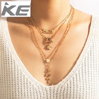 Snake Pop Element Necklace Generative Disc Geometric MultiGold Necklace for Women for girls fo