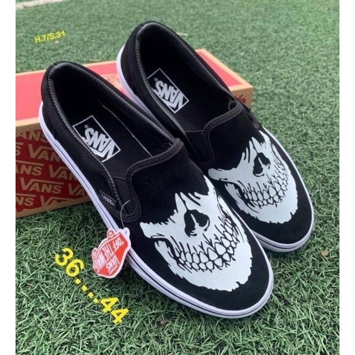 โปร-sales-40-รองเท้าผ้าใบ-vans-slip-on-jawbone-black-white-sneakers