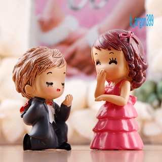 【AG】2Pcs Propose Lover Doll Miniature Figurines Ornament Home Garden Dollhouse Decor